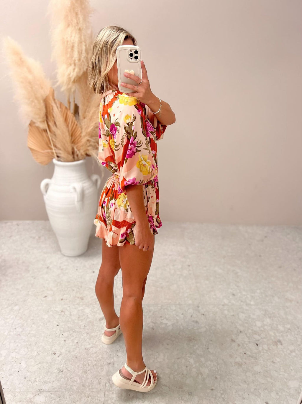 Floral Print Button-Up Playsuit