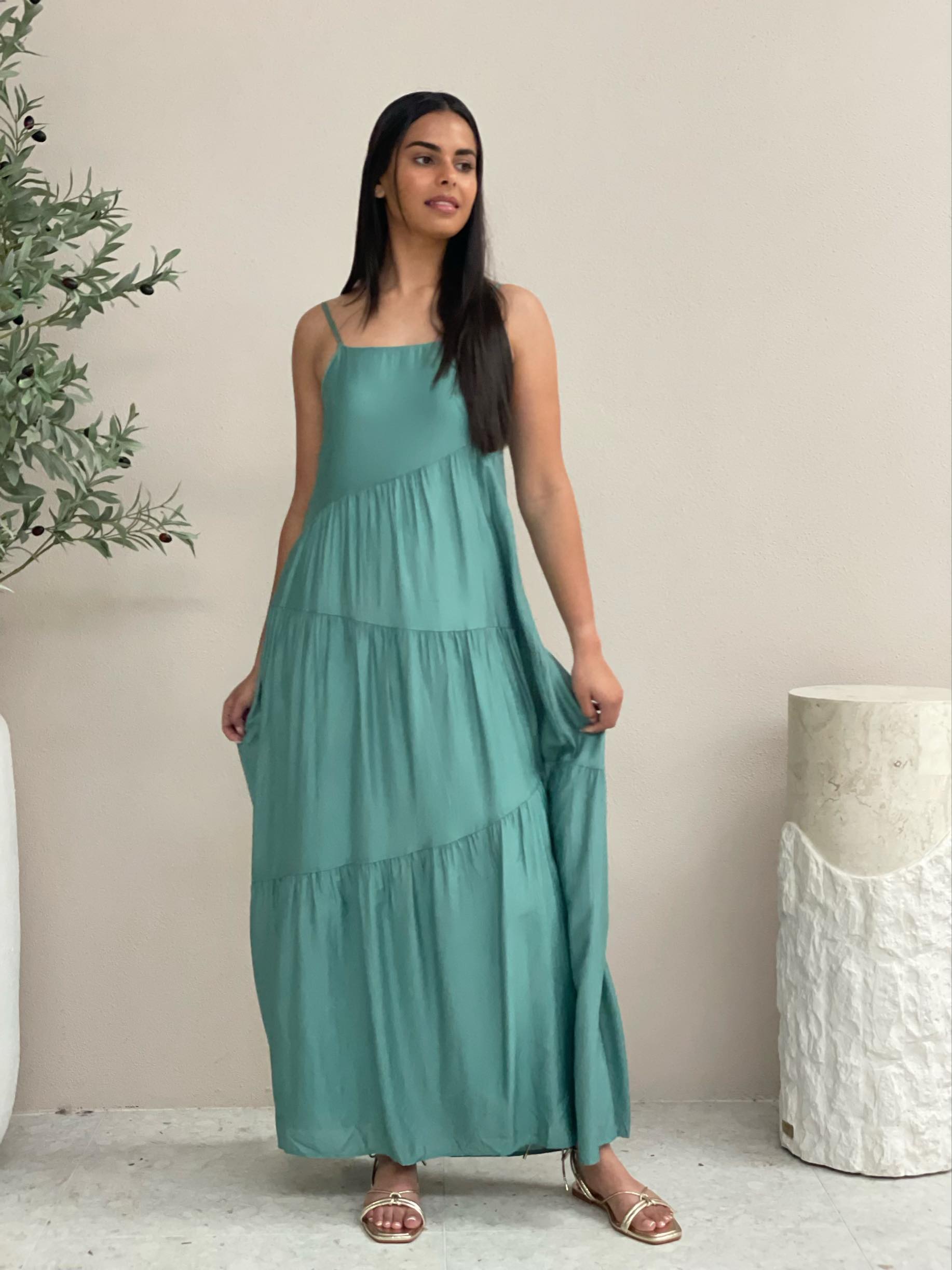 Tiered Mint Green Maxi Dress