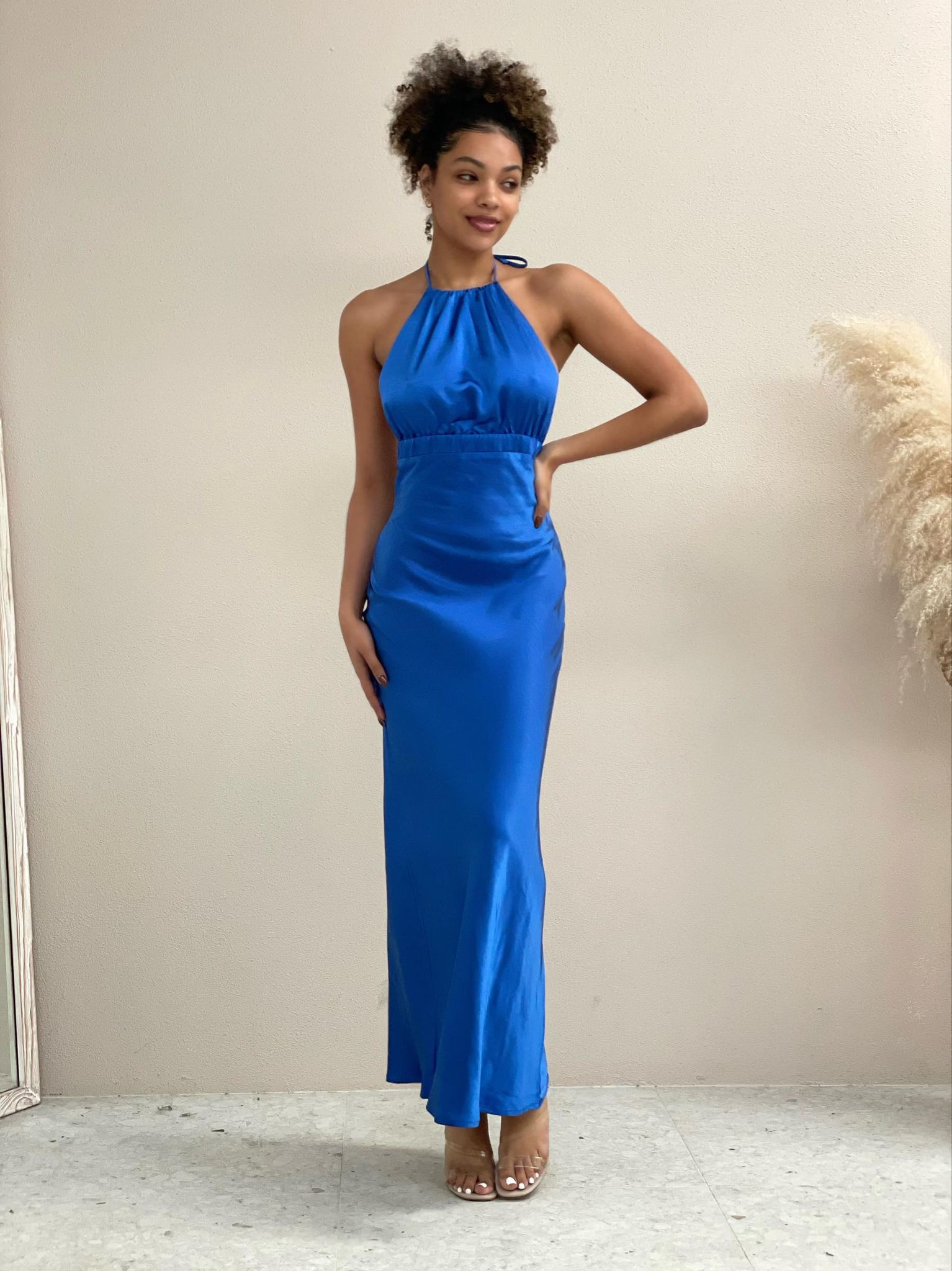 Satin Blue Maxi Dress