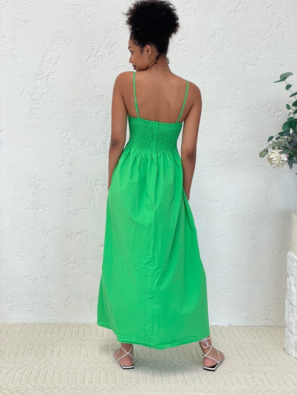 Smocked Green Maxi Dress